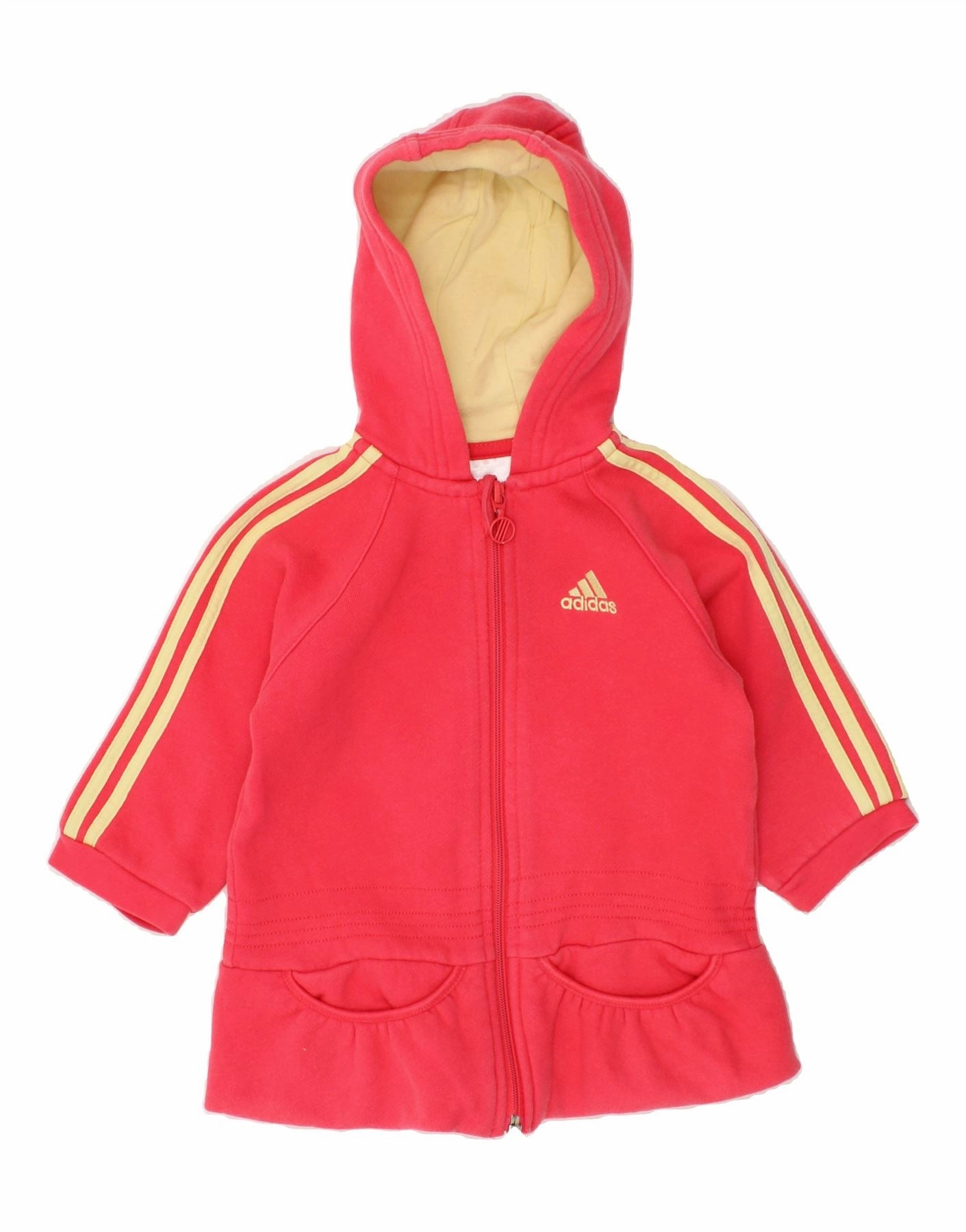 Dimensional Jacquard Weave ADIDAS Baby Girls Zip Hoodie Sweater 6-9 Months Pink Cotton