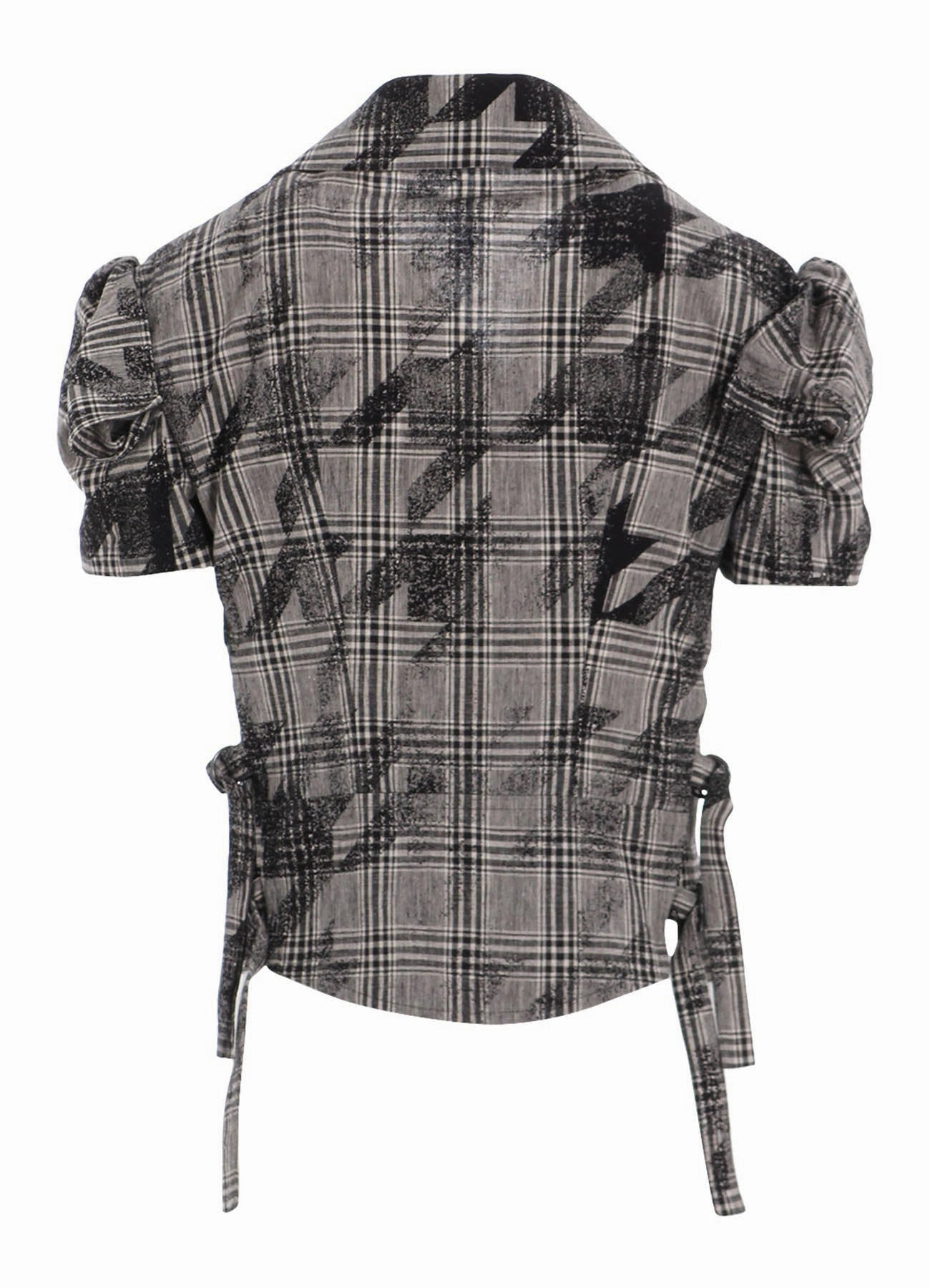 COTTON/LINEN PLAID??BIG HOUNDSTOOTH SHORT SLEEVE MOTO JACKET Ultra Soft Lining fire support