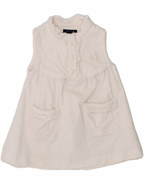 TOMMY HILFIGER Baby Girls Corduroy A-Line Dress 3-6 Months White High-Low-Hem