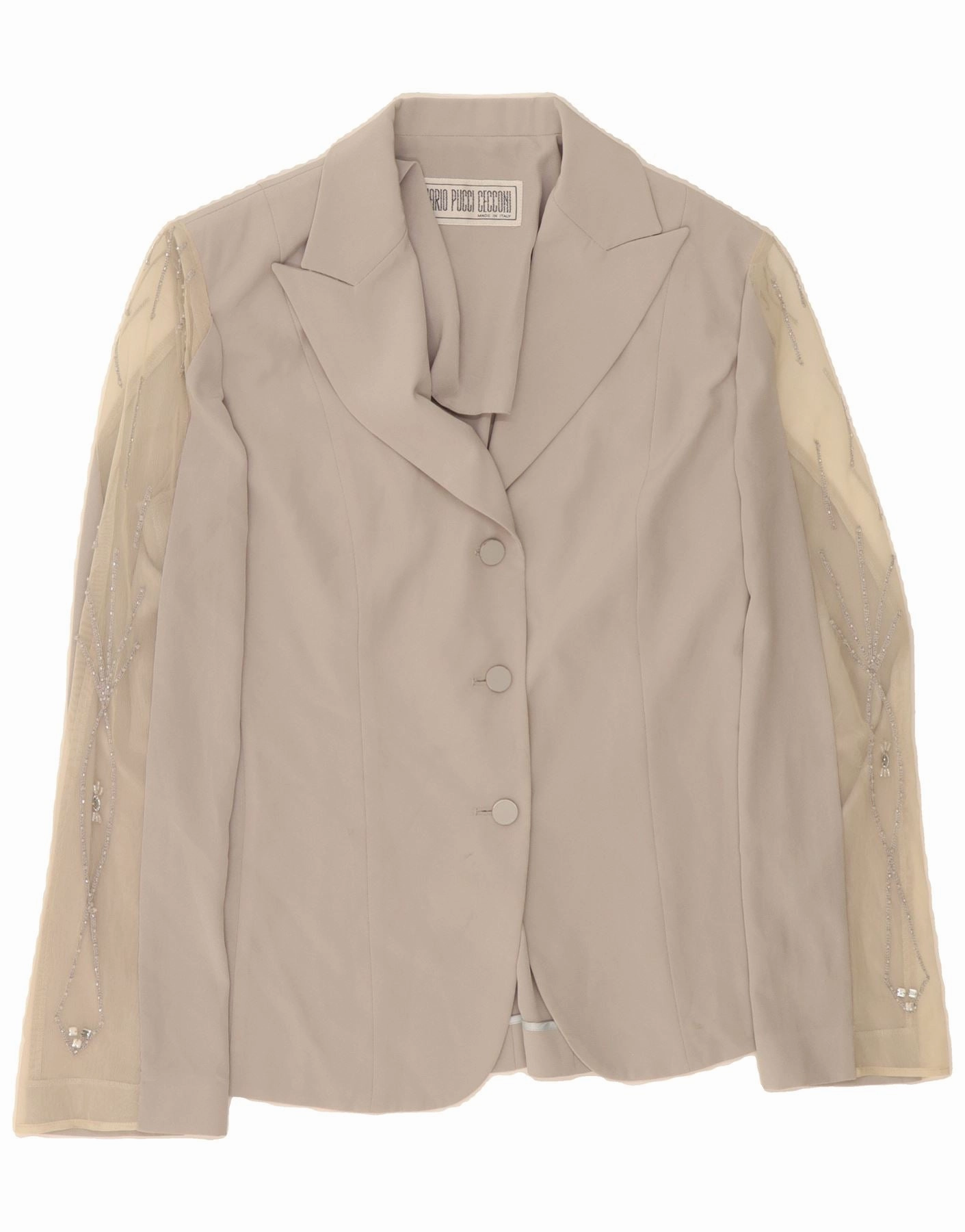 MARIO PUCCI CECCONI Womens Blazer Jacket IT 44 Medium Grey Colourblock Sleek Tailored Business Ready Outfit