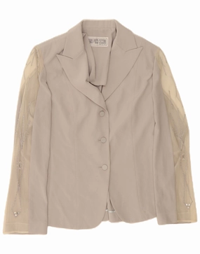 MARIO PUCCI CECCONI Womens Blazer Jacket IT 44 Medium Grey Colourblock Sleek Tailored Business Ready Outfit