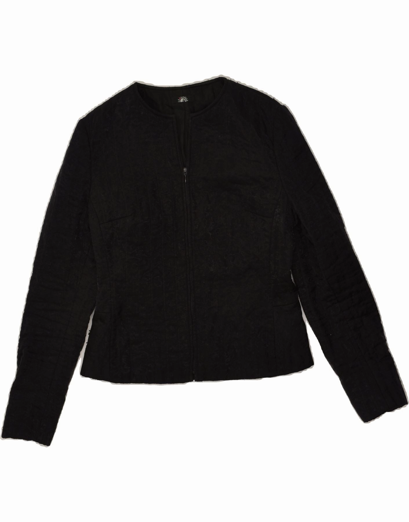 VINTAGE Womens Blazer Jacket UK 12 Medium  Black Polyester Sleek Work Fit Chic Professional