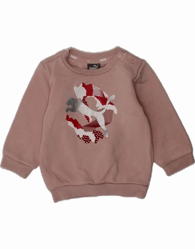 Urban Comforted Eco Friendly Dye PUMA Baby Girls Graphic Sweatshirt Jumper 3-6 Months Pink Cotton