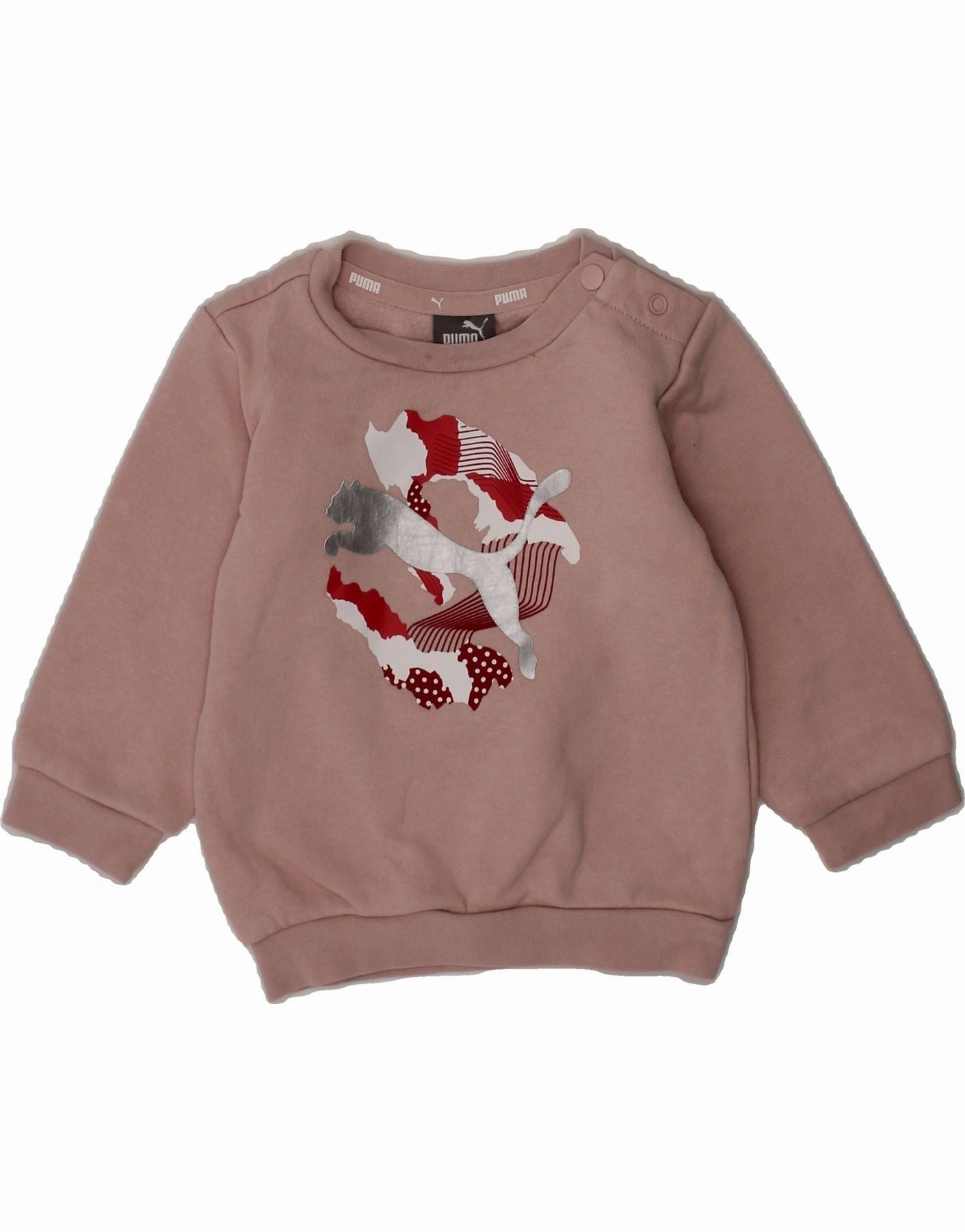 Urban Comforted Eco Friendly Dye PUMA Baby Girls Graphic Sweatshirt Jumper 3-6 Months Pink Cotton