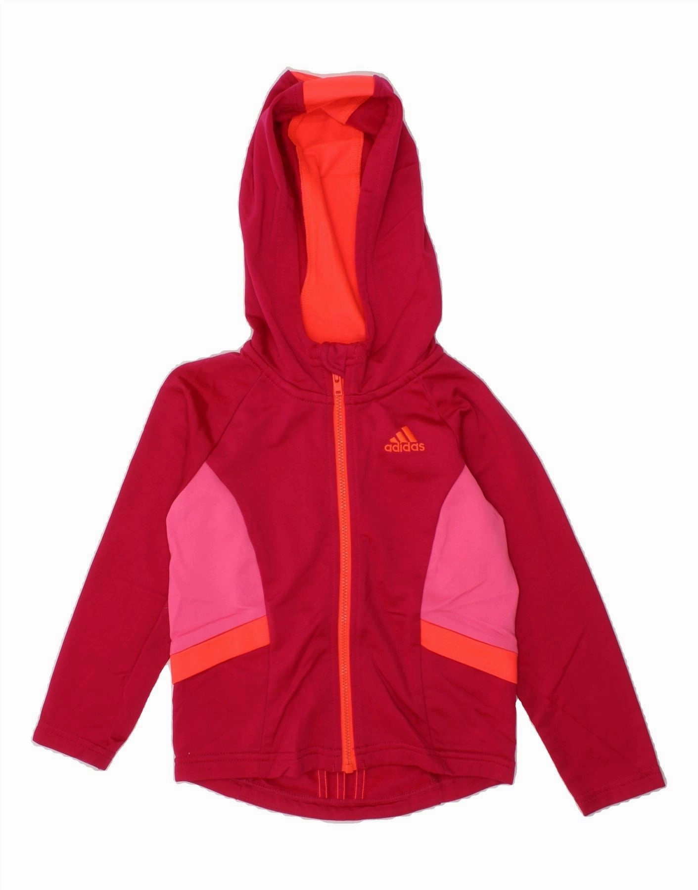 ADIDAS Baby Girls Zip Neck Jumper Sweater 18-24 Months Pink Colourblock Cashmere Blend Daily Casual