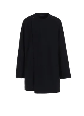 AIRY JERSEY FRONT LAYER BAND COLLER SHIRT Multi Layer Stitching