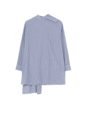 COTTON STRIPE BACK TIE BLOUSE All-Weather Ready