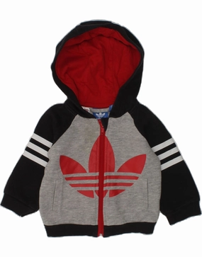 Fall Favorites ADIDAS Baby Girls Graphic Zip Hoodie Sweater 3-6 Months Grey Colourblock