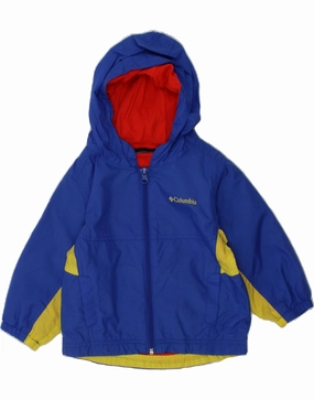 Core Function Windproof Wear COLUMBIA Baby Boys Hooded Rain Jacket 18-24 Months Blue Colourblock Nylon