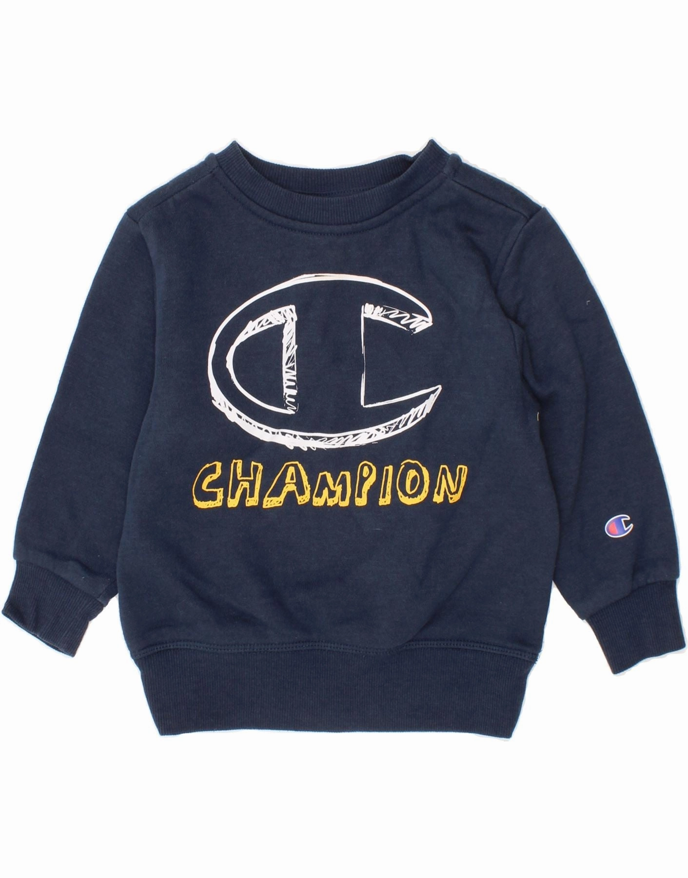 Urban Casual Layer Option CHAMPION Baby Boys Graphic Sweatshirt Jumper 18-24 Months Navy Blue Cotton