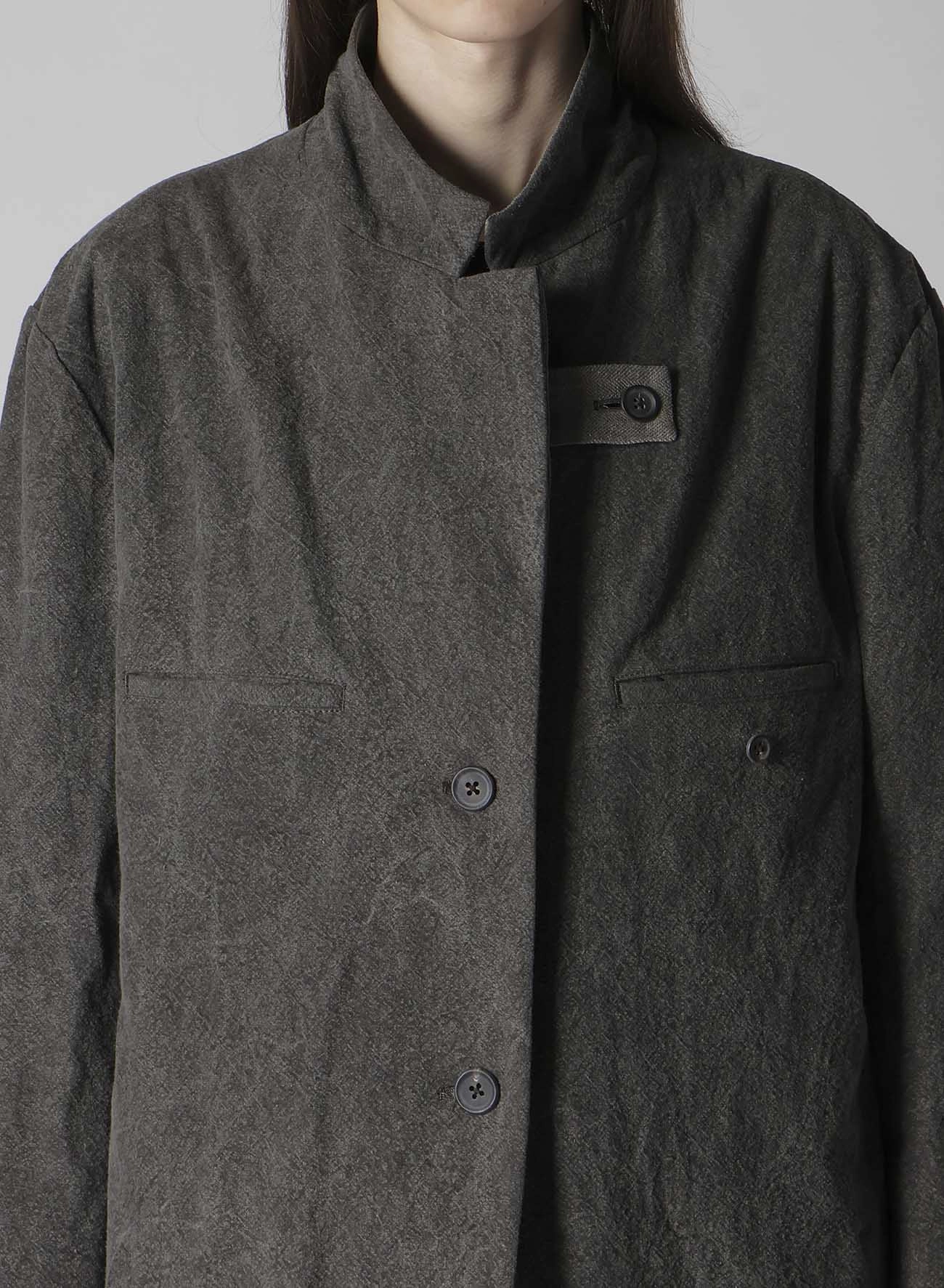 SILK LINEN 3BUTTONS DIAGONAL PADDED LONG JACKET Lotion