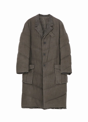 SILK LINEN 3BUTTONS DIAGONAL PADDED LONG JACKET Performance Wear