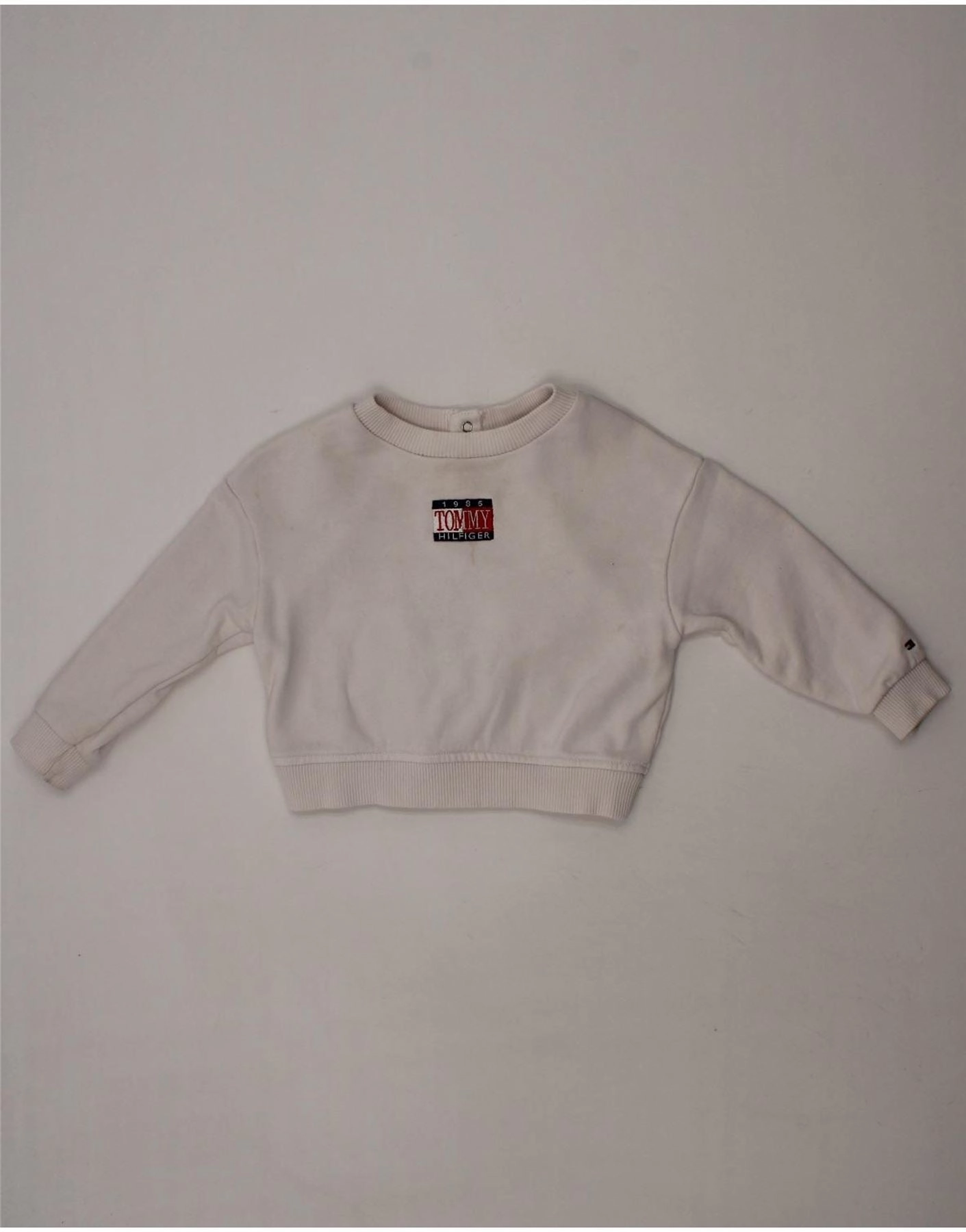 Drop Shoulder Tonal Stitching Detail TOMMY HILFIGER Baby Girls Graphic Sweatshirt Jumper 9-12 Months White