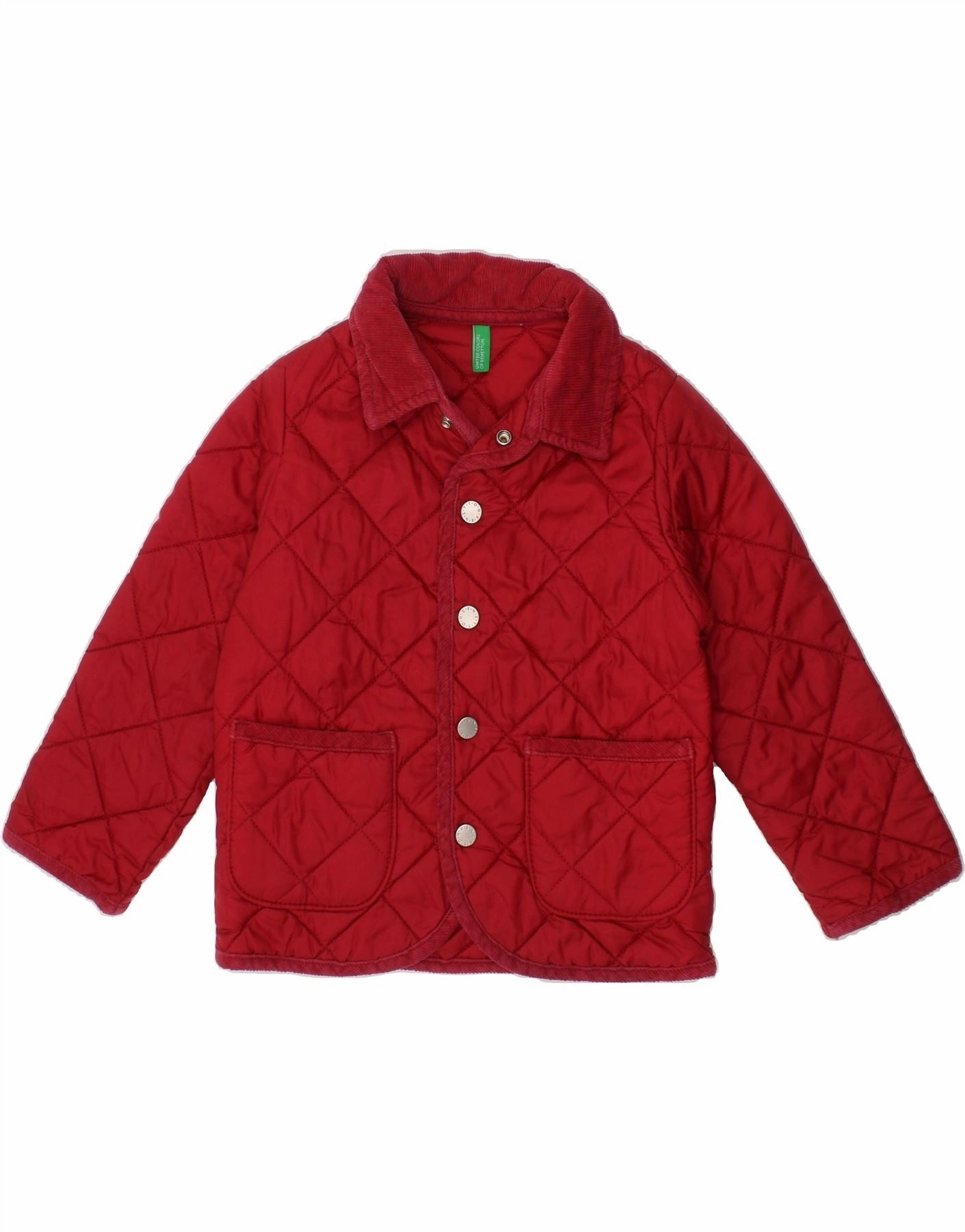 Windproof Construction BENETTON Baby Girls Quilted Jacket 18-24 Months Red Polyamide
