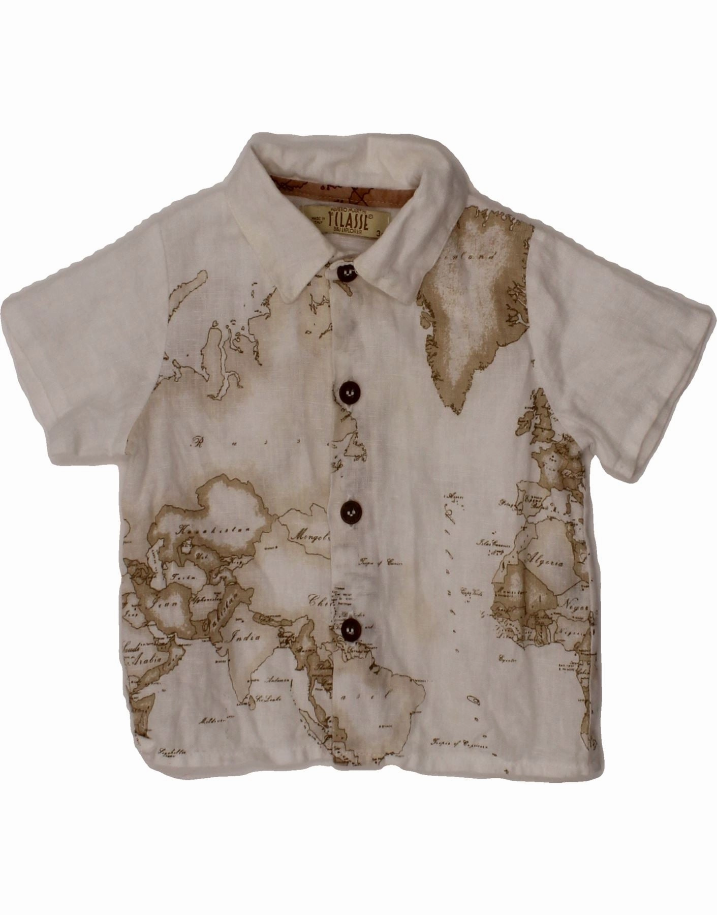 ALVIERO MARTINI Baby Boys Abstract Pattern Shirt 0-3 Months Off White Warm Layers