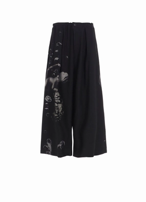 High Quality Material Non Binding Cuffs ANGEL-PRINT DUNGAREE TWILL FRONT PLATED WIDE PANTS