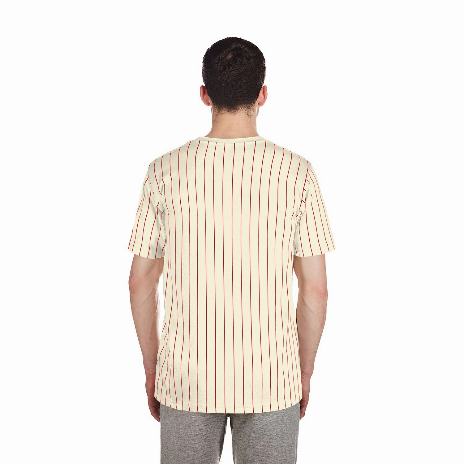 Angels Team Logo Pinstripe Tee - Mens Odor Resistant Treatment