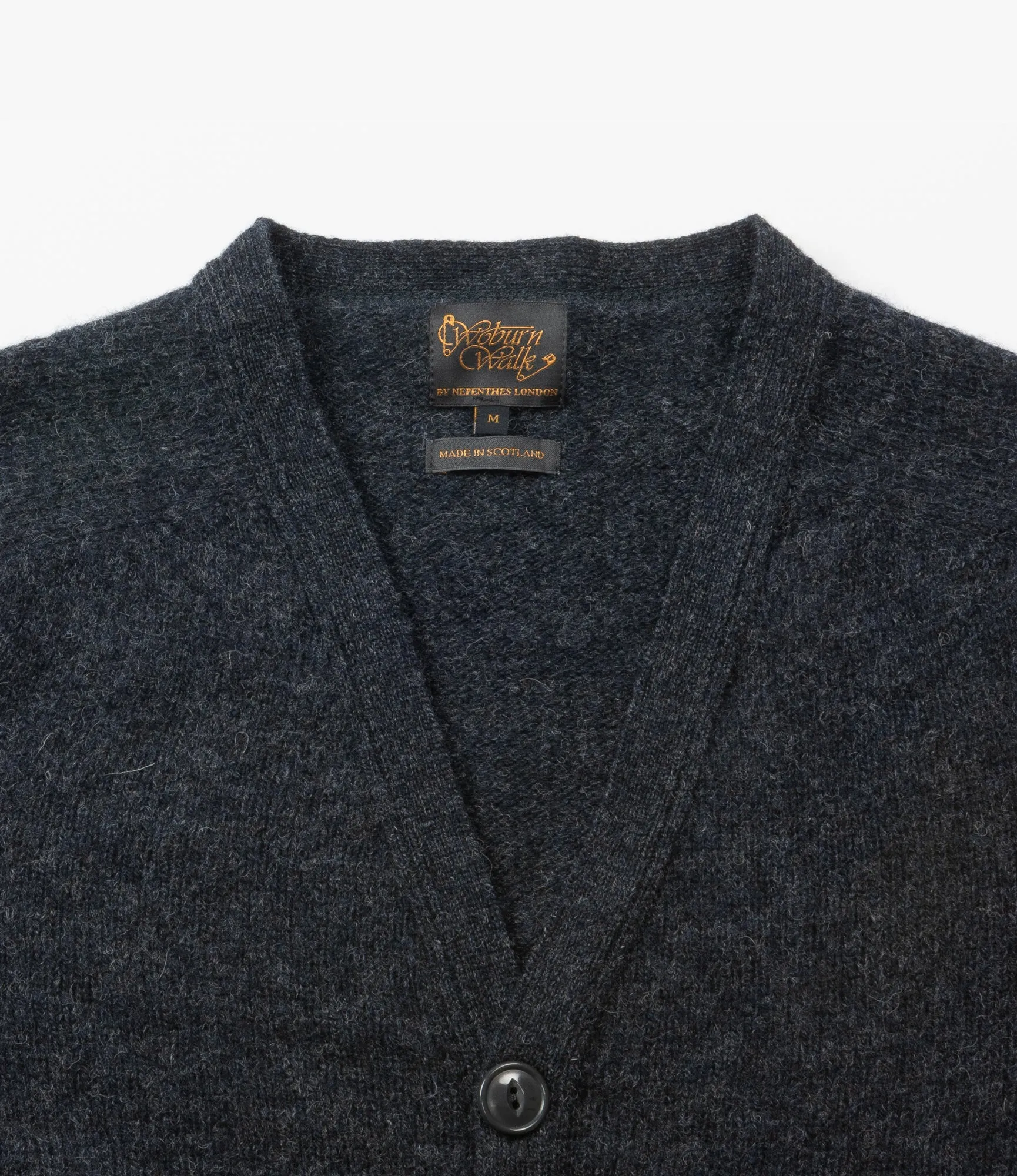 Fisherman Cardigan ?C?Charcoal Shetland Wool Classic Warmth