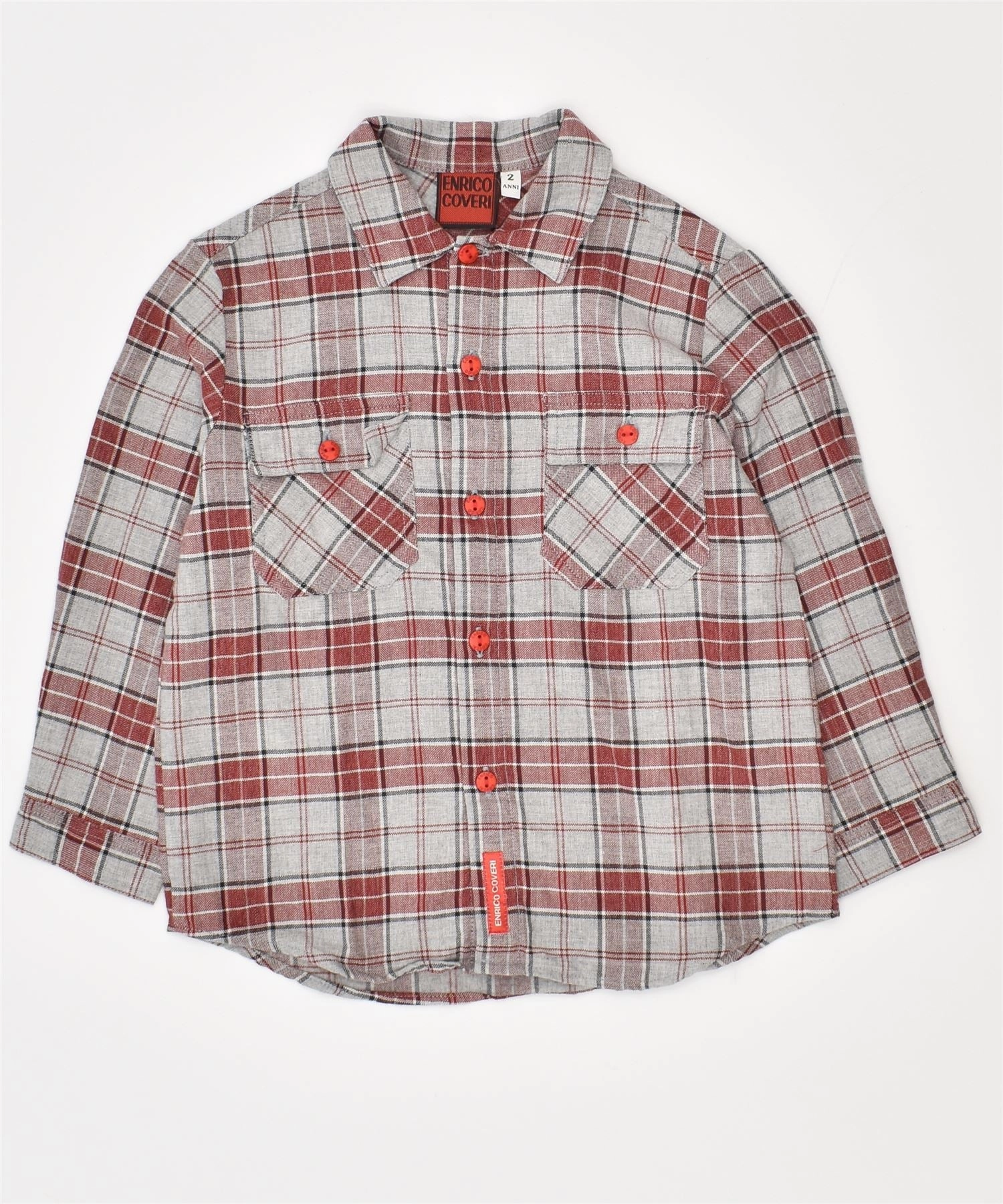 Stretchable Cloth ENRICO COVERI Boys Shirt 18-24 Months Grey Check Cotton