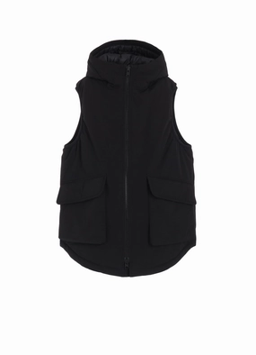 Ergonomic Armhole Shape long - term storage WATER-REPELLENT STRETCH TAFFETA PUFFER HOODED VEST