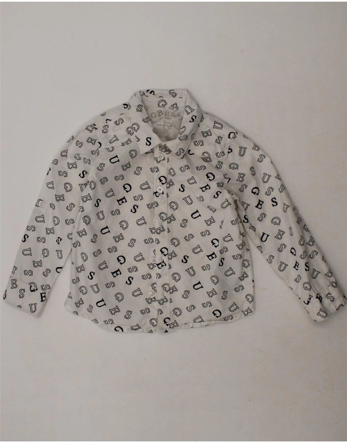 GUESS Baby Boys Graphic Shirt 18-24 Months White Cotton Smooth zipper closure
