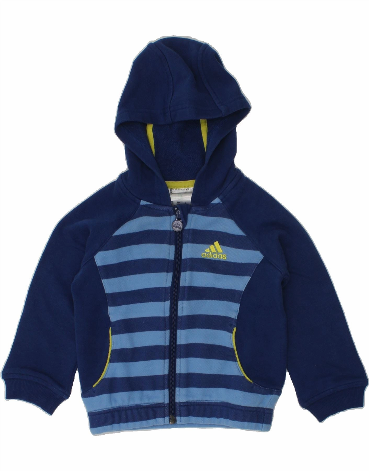All Fit Look ADIDAS Baby Boys Graphic Zip Hoodie Sweater 9-12 Months Navy Blue Striped