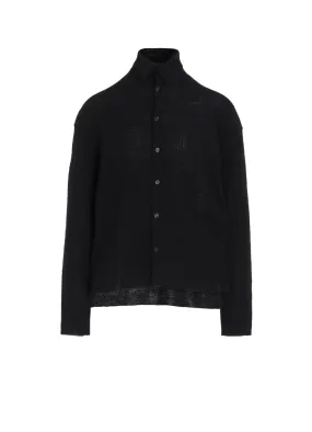 Biodegradable Fabric RIB HIGH NECK KNIT CARDIGAN