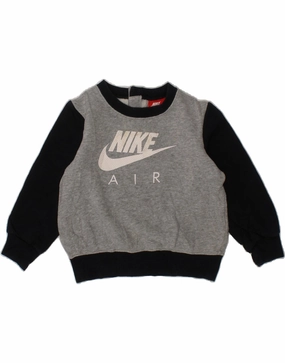 NIKE Baby Boys Graphic Sweatshirt Jumper 18-24 Months Grey Colourblock Wrinkle Resistant Finish Urban Casual Look