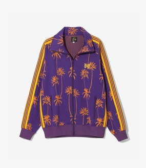 File Outdoor Utility Track Jacket ?C?Purple/Orange Palm Tree Jacquard