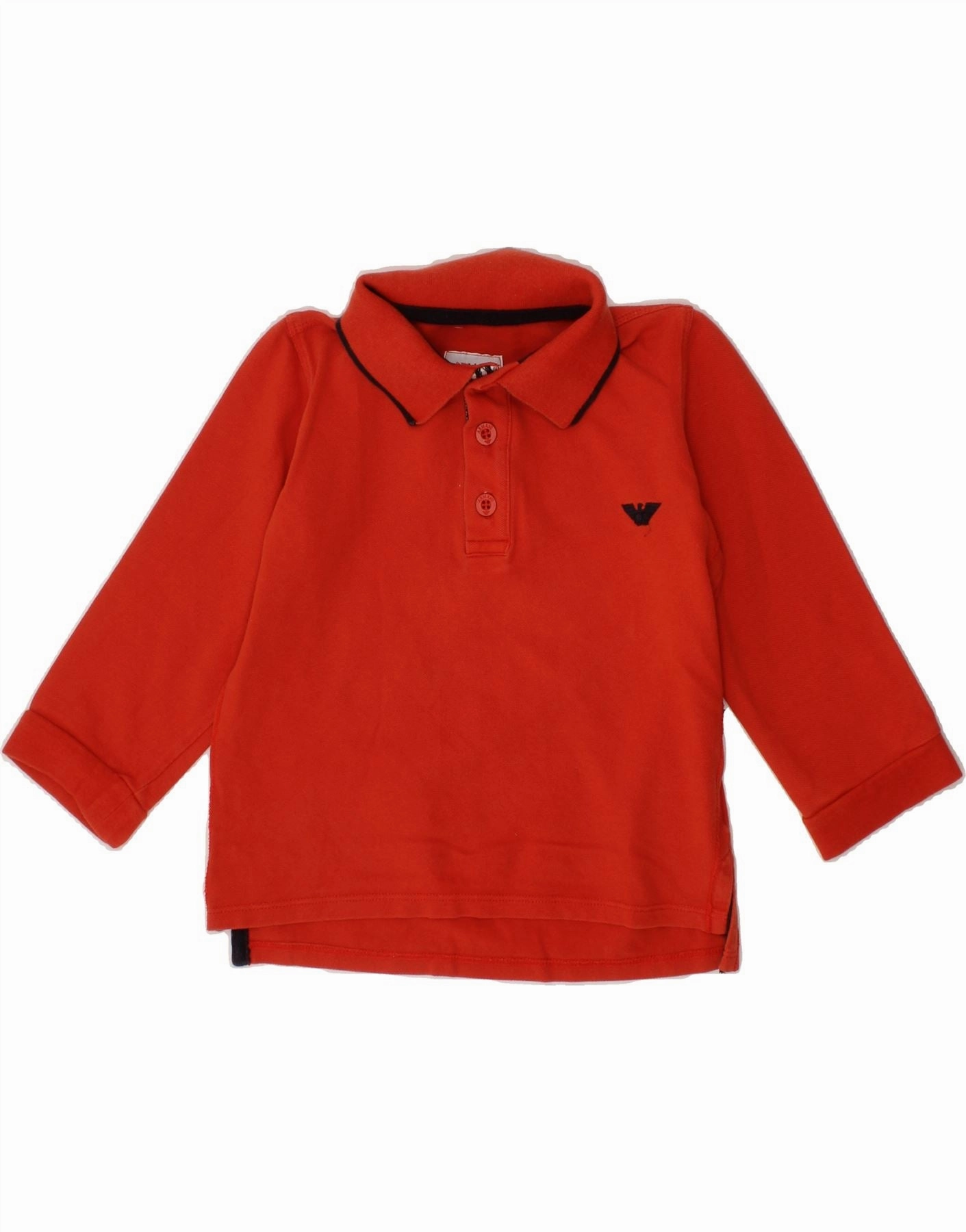 ARMANI Baby Boys Long Sleeve Polo Shirt 18-24 Months Red Cotton Tagless label Tall Length