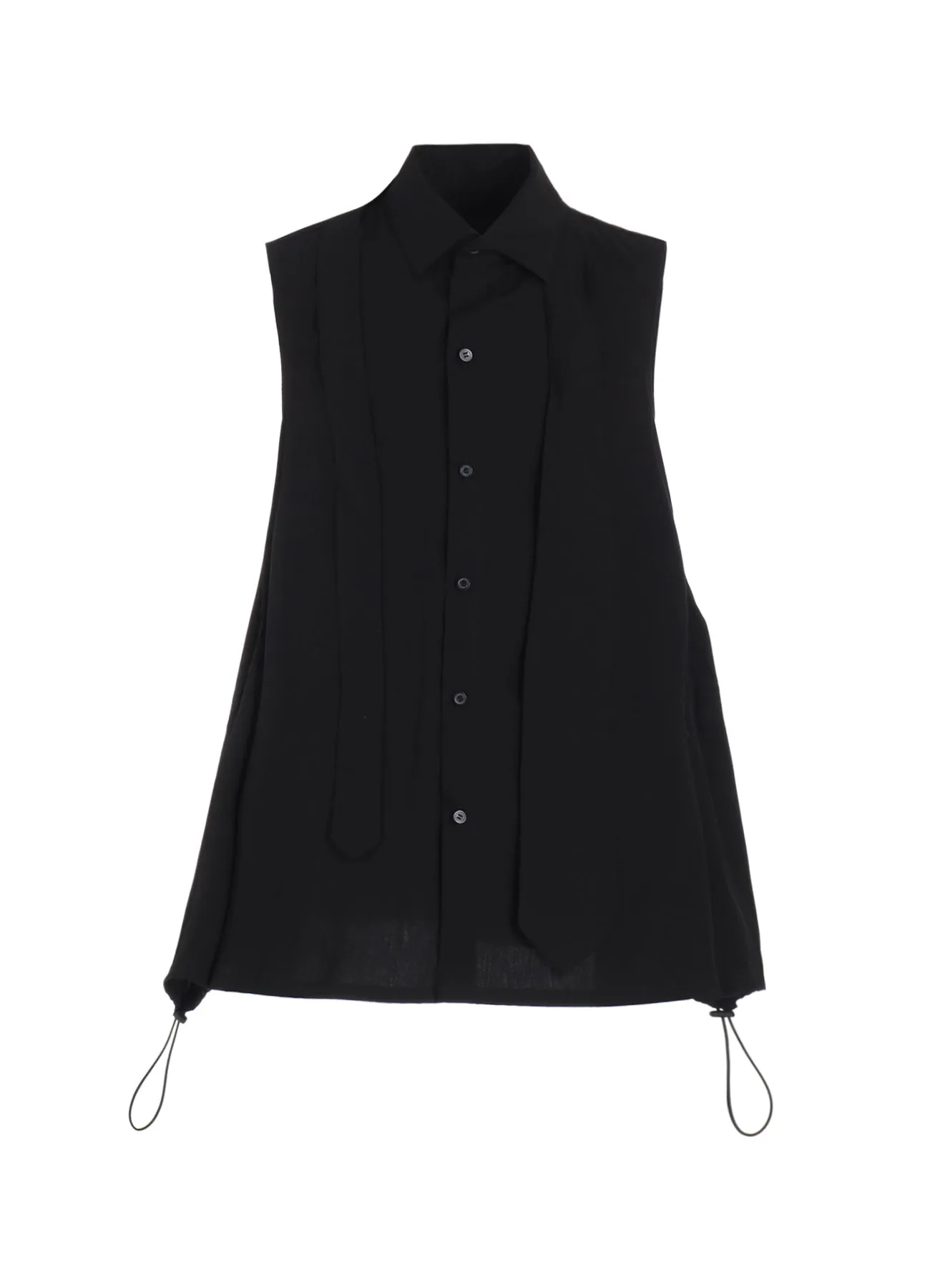 BROAD R-SLEEVELESS TIE BLOUSE Button-up