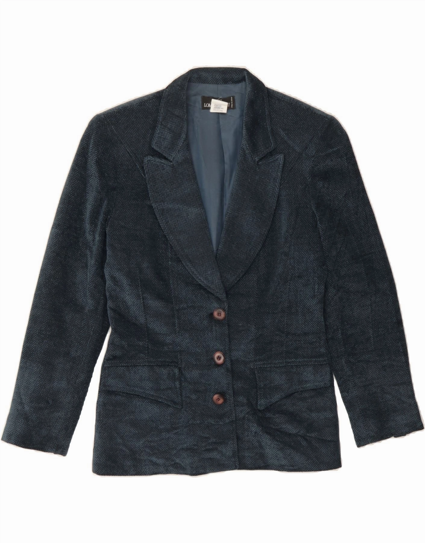 Dapper Fit Fashionable Look ATOS LOMBARDINI Womens Blazer Jacket IT 42 Medium Navy Blue Herringbone
