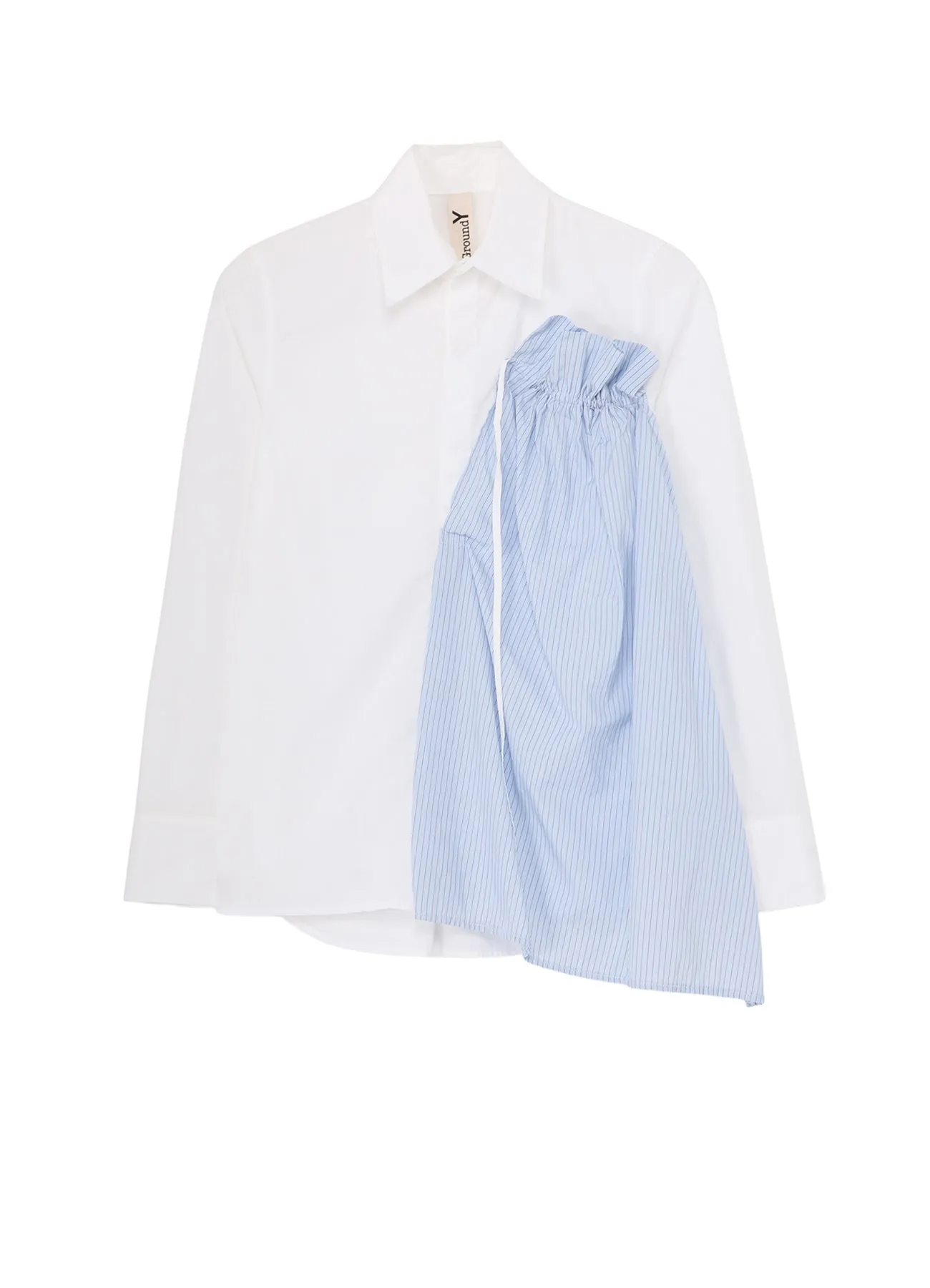 Flexible Shoulder Panels adult clothing COTTON BROAD    STRIPE  SWITCHING GATHER SHIRTS