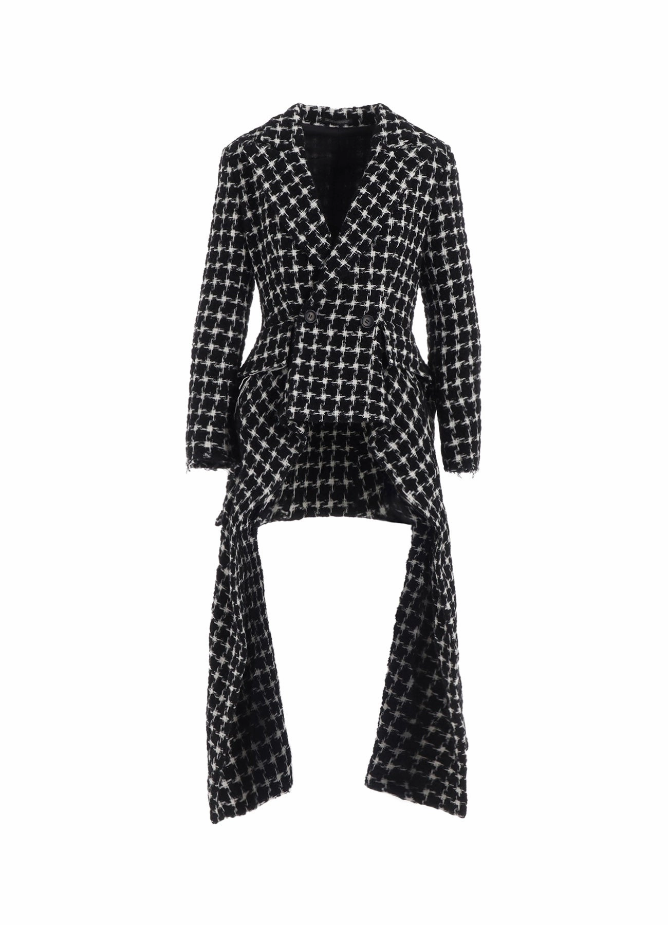 HeatRegulating B&W HOUNDSTOOTH DRAPED PEAKED JACKET