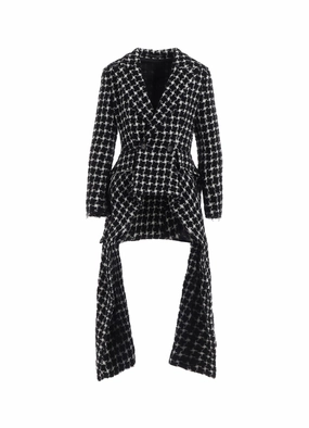 HeatRegulating B&W HOUNDSTOOTH DRAPED PEAKED JACKET