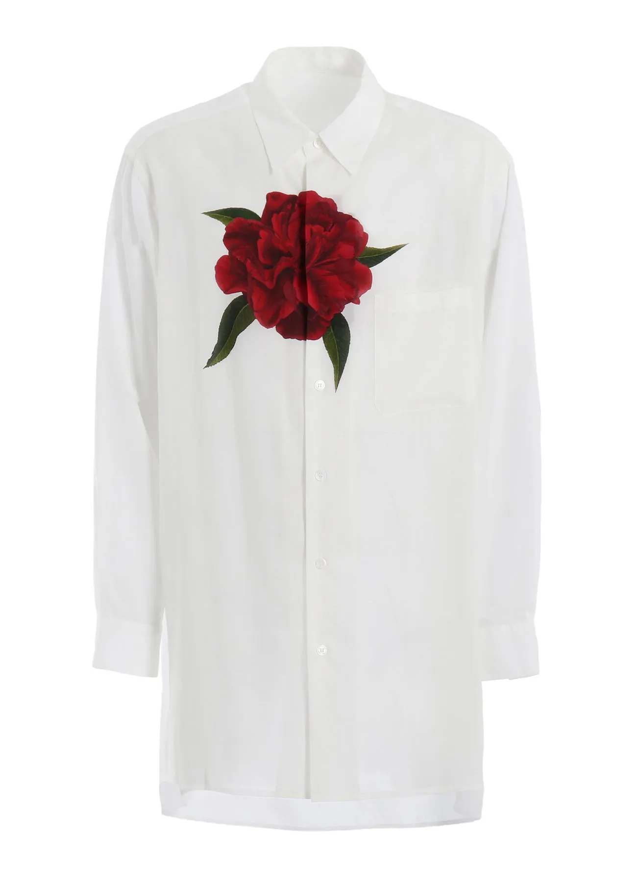 Tailored Cuffs Ventilated Back REGULAR COLLAR SHIRT WITH RED FLOWER PRINT