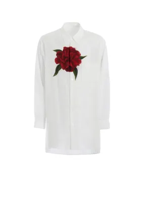 Ethical production REGULAR COLLAR SHIRT WITH RED FLOWER PRINT