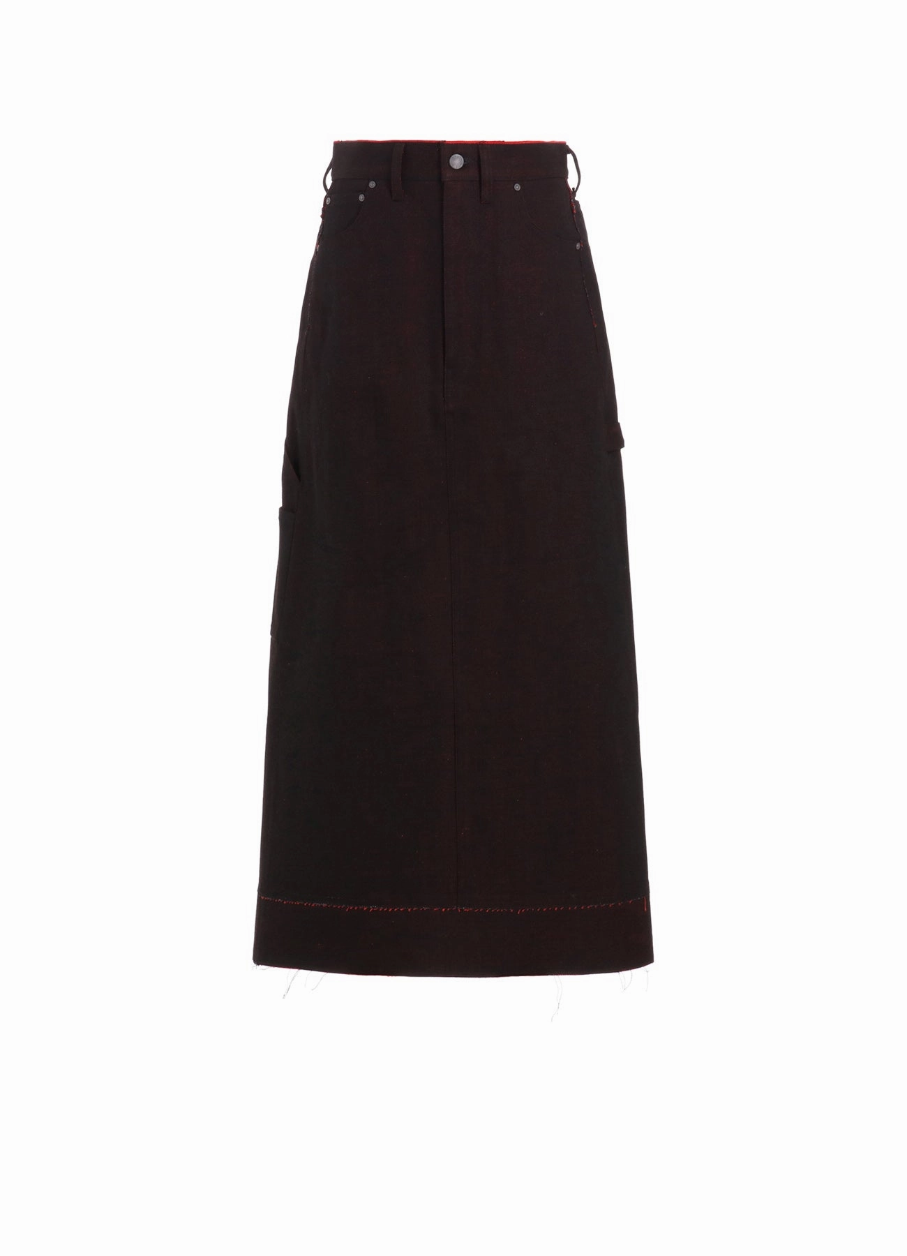 BACK RED BLACK DENIM SKIRT Collared Modest Light