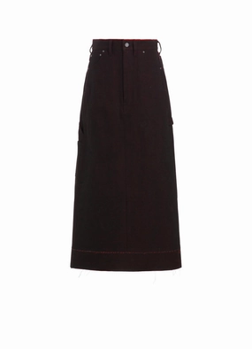 BACK RED BLACK DENIM SKIRT Collared Modest Light