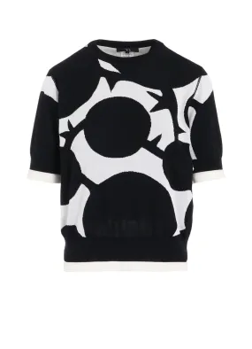 Breathable Knit Fabric Luminous Thread Accents JACQUARD KNIT REVERSIBLE HALF SLEEVE KNIT