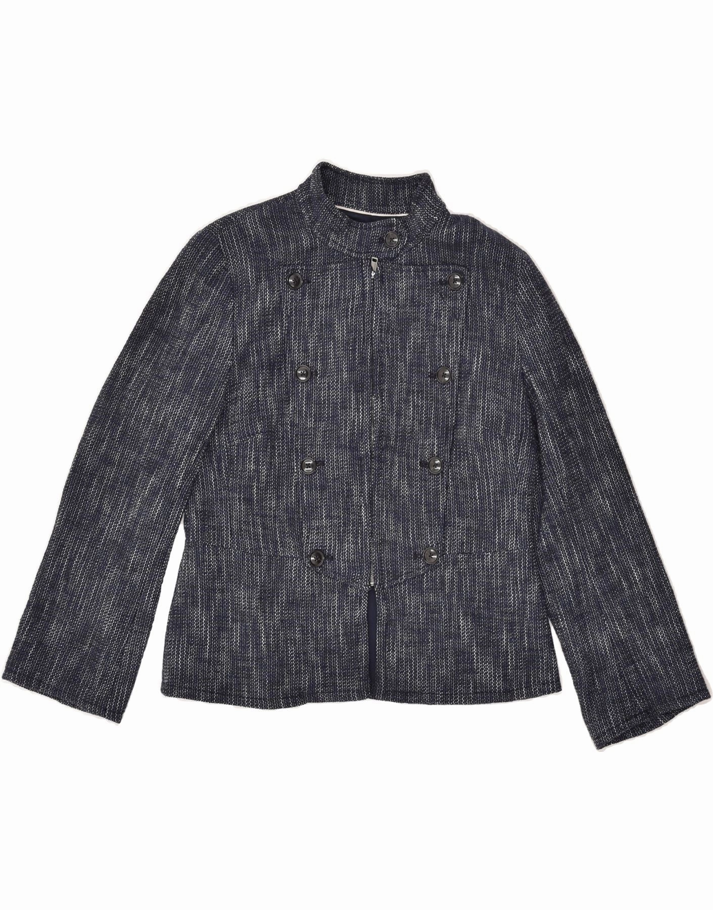 Fit For Success Minimalist Design BANANA REPUBLIC Womens Blazer Jacket US 8 Medium Navy Blue Cotton