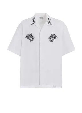 BAROQUE EMBROIDERY OPEN-COLLAR SHIRT Tropical theme Winter Comfort
