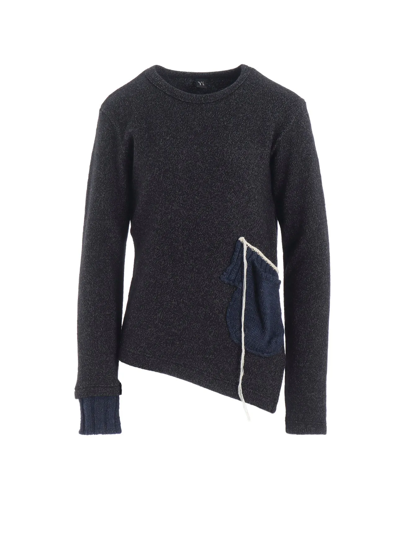 KNIT CONBINATION ASSYMETRIC PULLOVER MachineWashable Fabric Go-To Fit