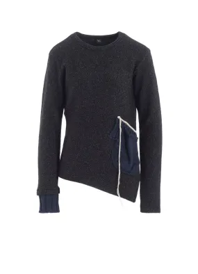 KNIT CONBINATION ASSYMETRIC PULLOVER MachineWashable Fabric Go-To Fit