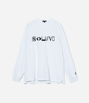 Long Sleeve Cross Neck T-Shirt ?C White 'Sound' Print Breathable wear Flexible Ribbed Cuffs