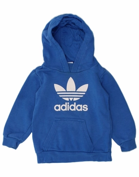 ADIDAS Baby Boys Graphic Hoodie Jumper 18-24 Months Blue Cotton Functional Drape hypoallergenic material