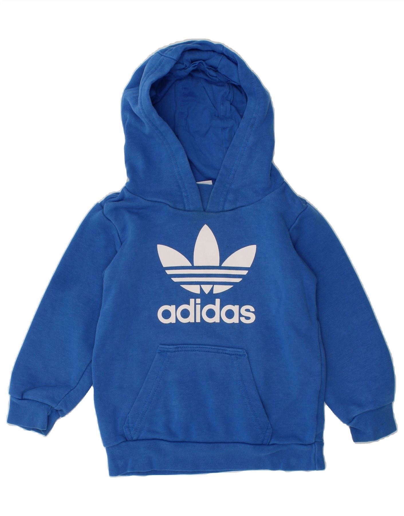 ADIDAS Baby Boys Graphic Hoodie Jumper 18-24 Months Blue Cotton Functional Drape hypoallergenic material
