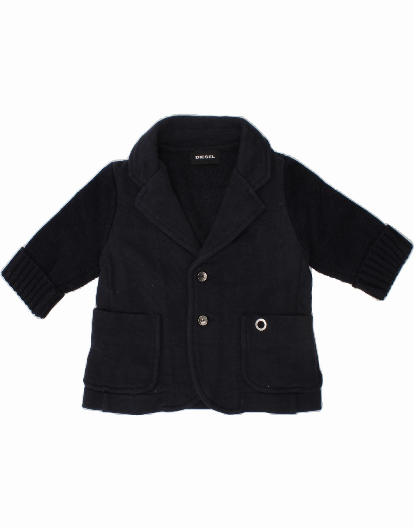 HydrationCompatible Pocket DIESEL Baby Boys 2 Button Knit Blazer Jacket 6-9 Months Navy Blue Cotton