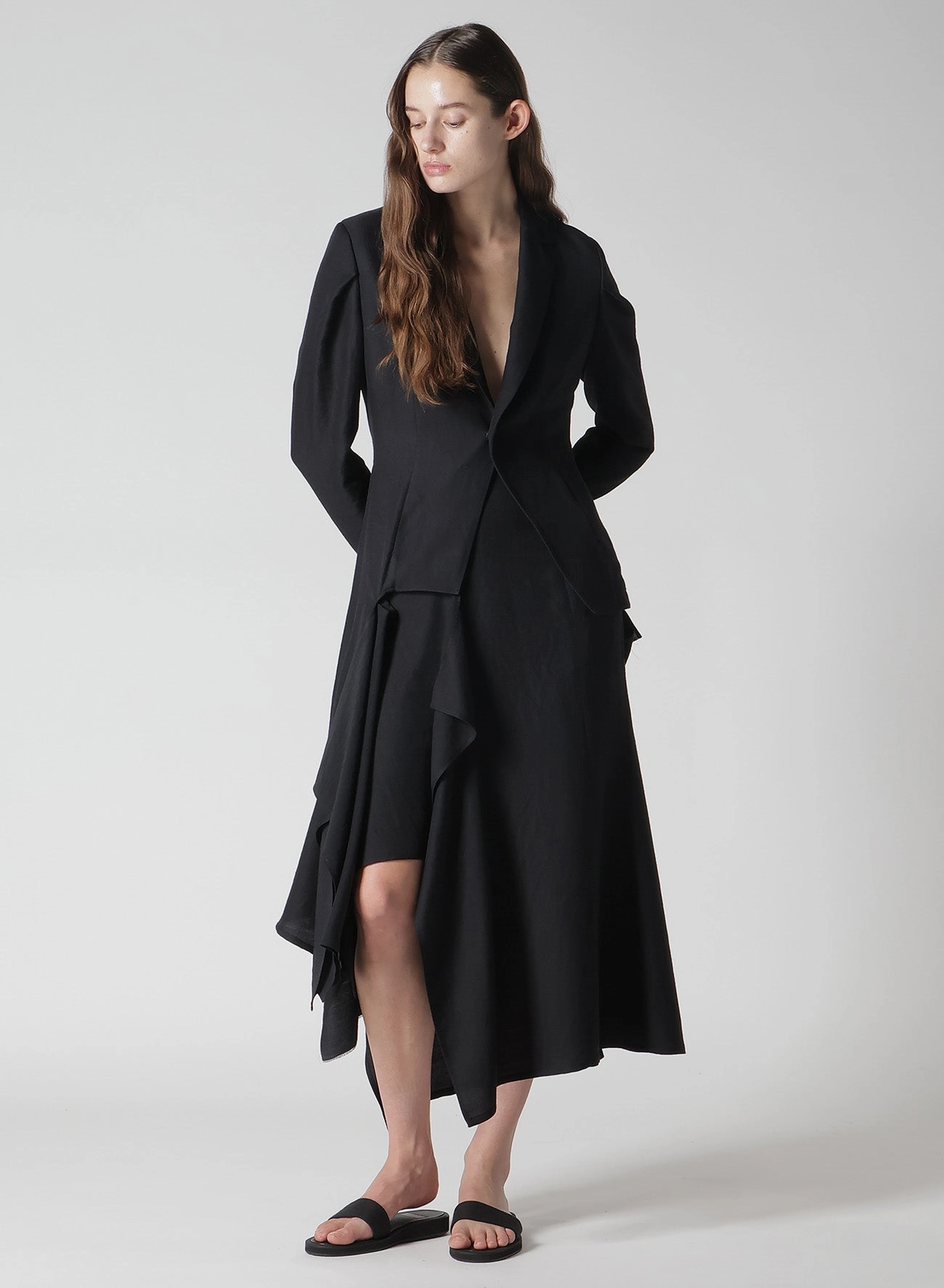 S/W TWILL 2 LAYERED UNBALANCED JACKET Packable option