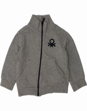Shawl BENETTON Baby Boys Tracksuit Top Jacket 18-24 Months Grey Cotton